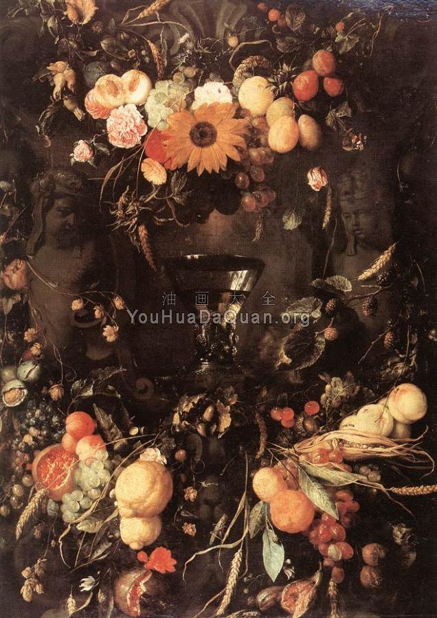 Fruit and Flower Still-life - 让·达维德兹·德·希姆